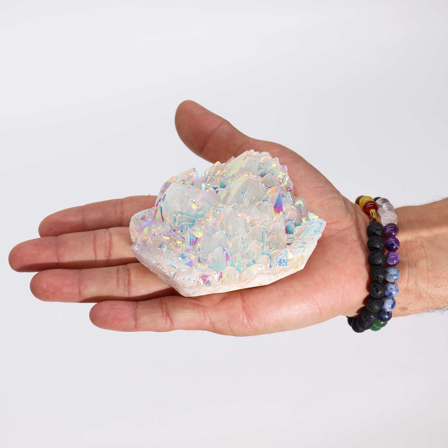 Grand Amas de Quartz Aura • Reflets Irisés & Décoration Spirituelle