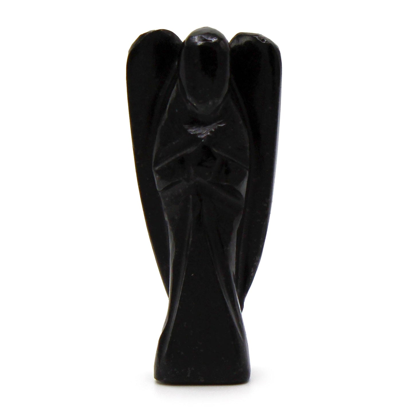 Ange Sculpté en Agate Noire • Figurine Ésotérique & Protection