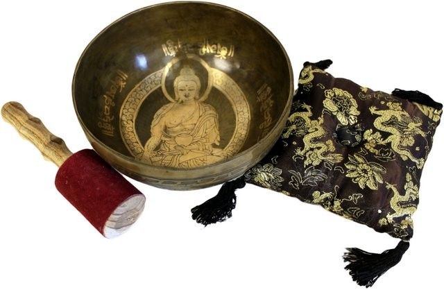 Coffret Bol Chantant & Statuette Bouddha Doré • Paix Intérieure