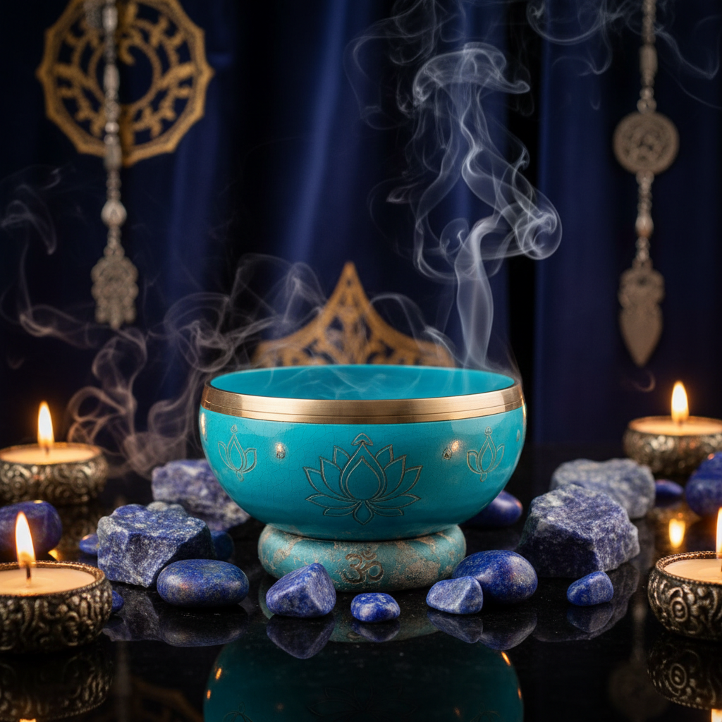 Bol chantant chakra gorge bleu turquoise pierre naturelle