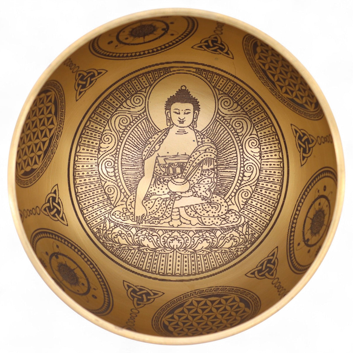 Coffret 4 Bols Chantants en Laiton Gravés Bouddha • 3,85kg