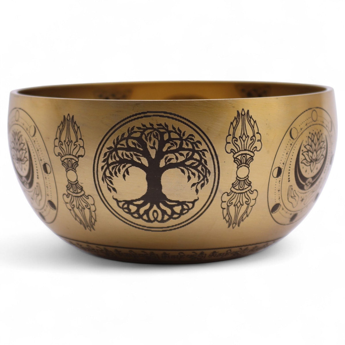 Coffret 4 Bols Chantants en Laiton Gravés Bouddha • 3,85kg