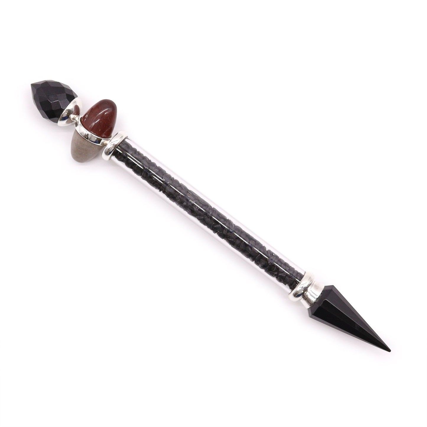 Baguette Shiva Lingam en Tourmaline Noire et Agate • Protection