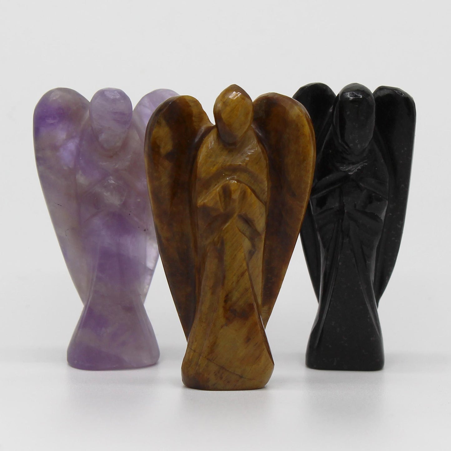 Ange Sculpté en Agate Noire • Figurine Ésotérique & Protection