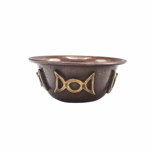 Bol Rituel en Cuivre Antique • Triple Lune 8x4 cm