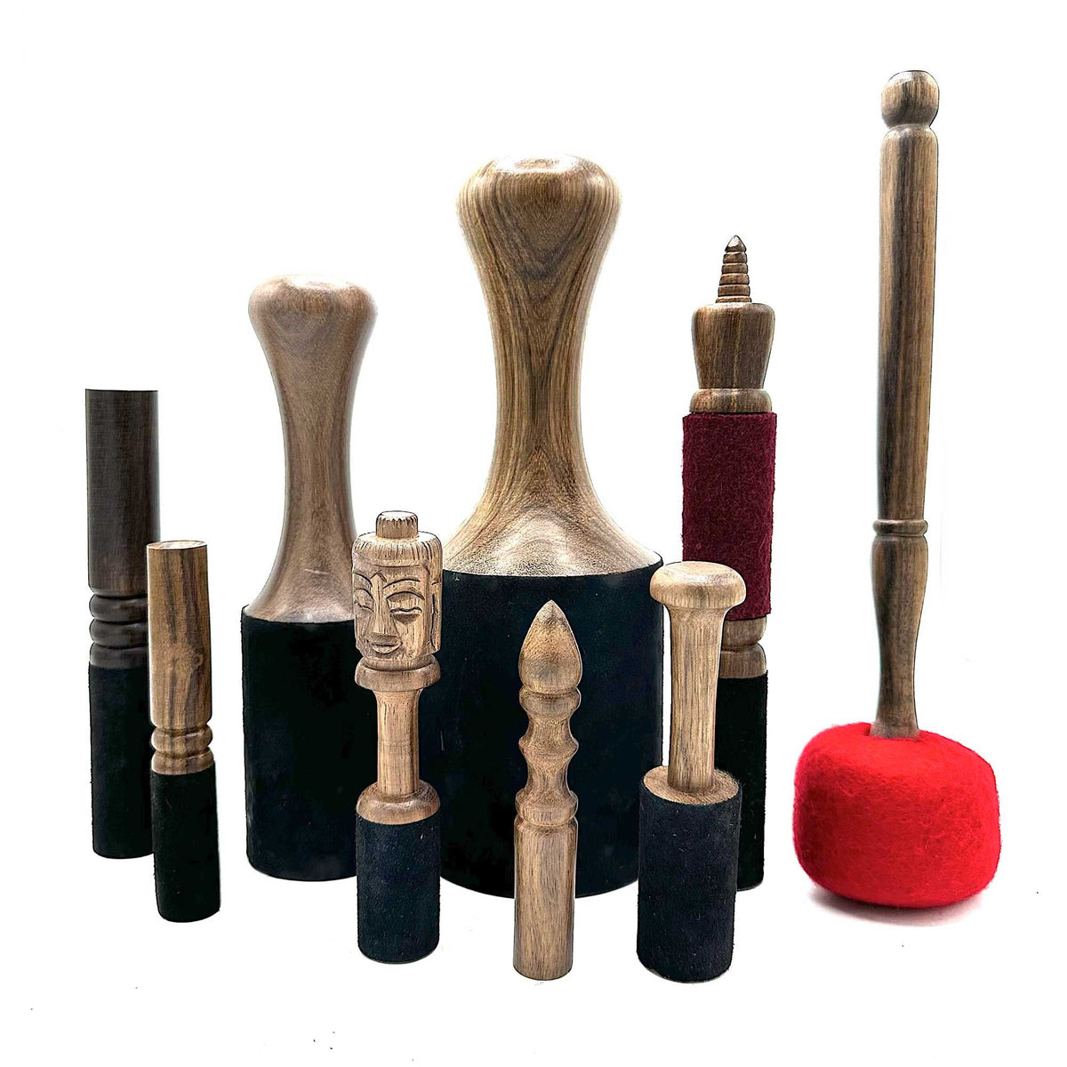 Bâton en Bois Gravé 14cm • Mailloche pour Bol Chantant