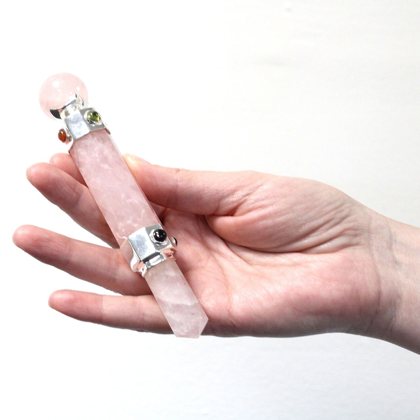Baguette de Guérison Hexagonale • 12 cm • Quartz Rose