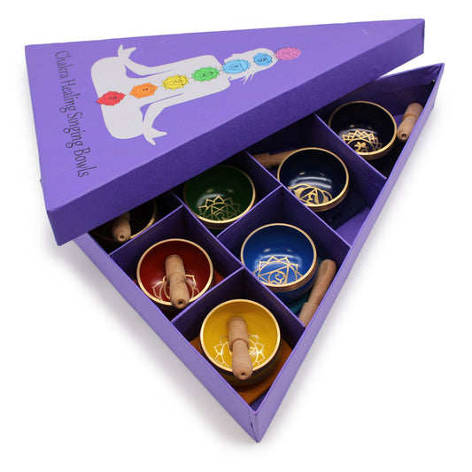 Coffret Bol Chantant Tibétain • Motifs Chakras