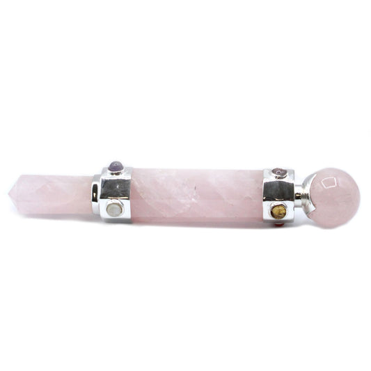 Baguette de Guérison Hexagonale • 12 cm • Quartz Rose