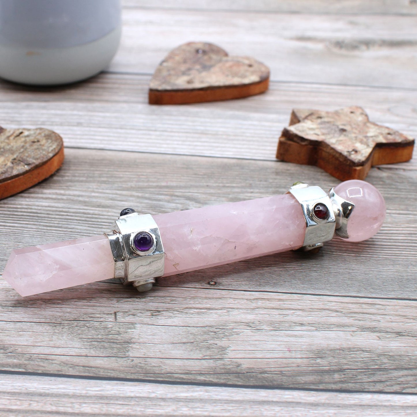 Baguette de Guérison Hexagonale • 12 cm • Quartz Rose