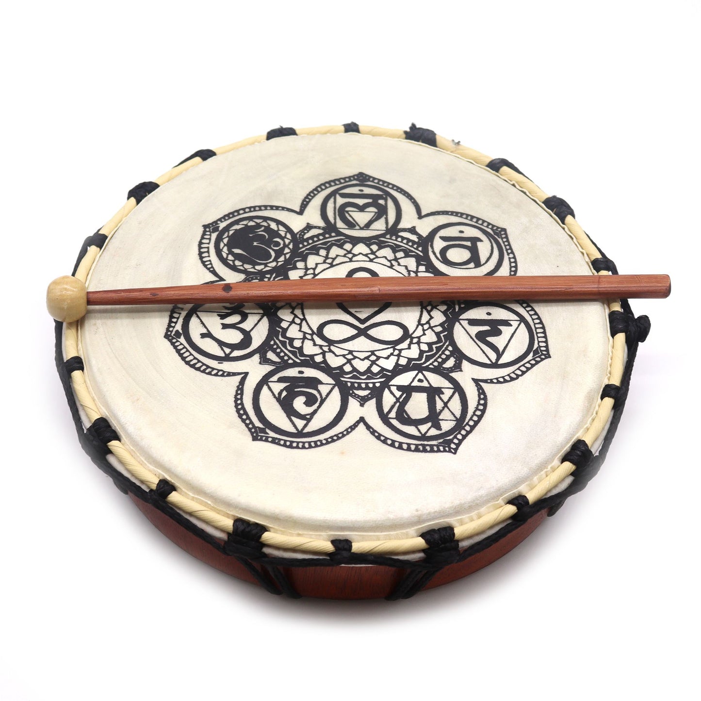 Tambour Chamanique des 7 Chakras • 25 cm avec Baguette