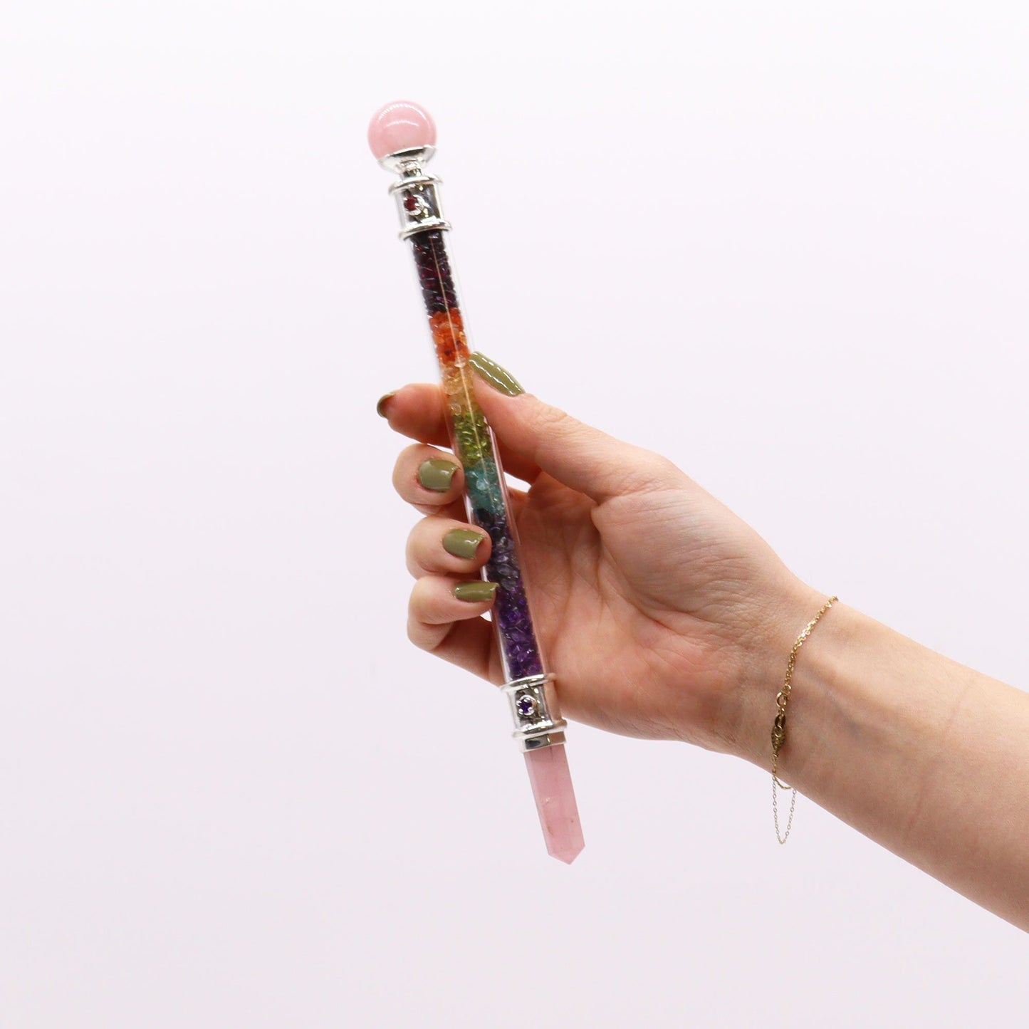 Baguette de Guérison 7 Chakras • Quartz Rose