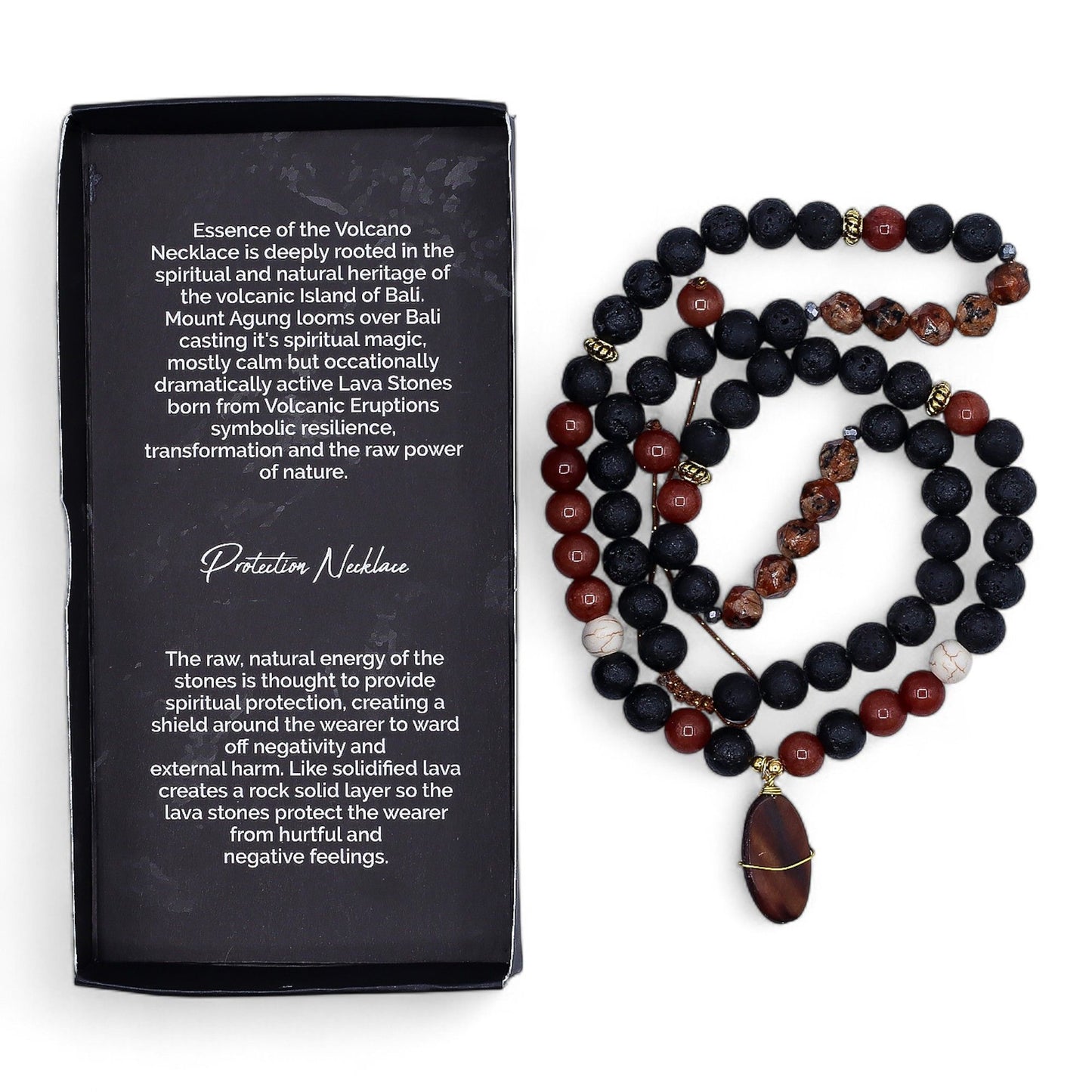 Collier Essence du Volcan • Pierre de Lave de Bali & Protection