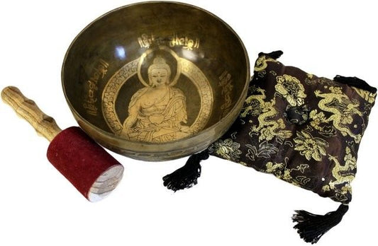 Coffret Bol Chantant & Statuette Bouddha Doré • Paix Intérieure