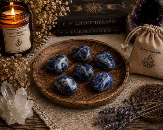 Lot de 6 pierres roulées en sodalite bleue naturelle pour lithothérapie et décoration spirituelle